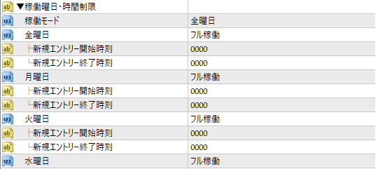 曜日・時間フィルター 曜日・時間フィルター
